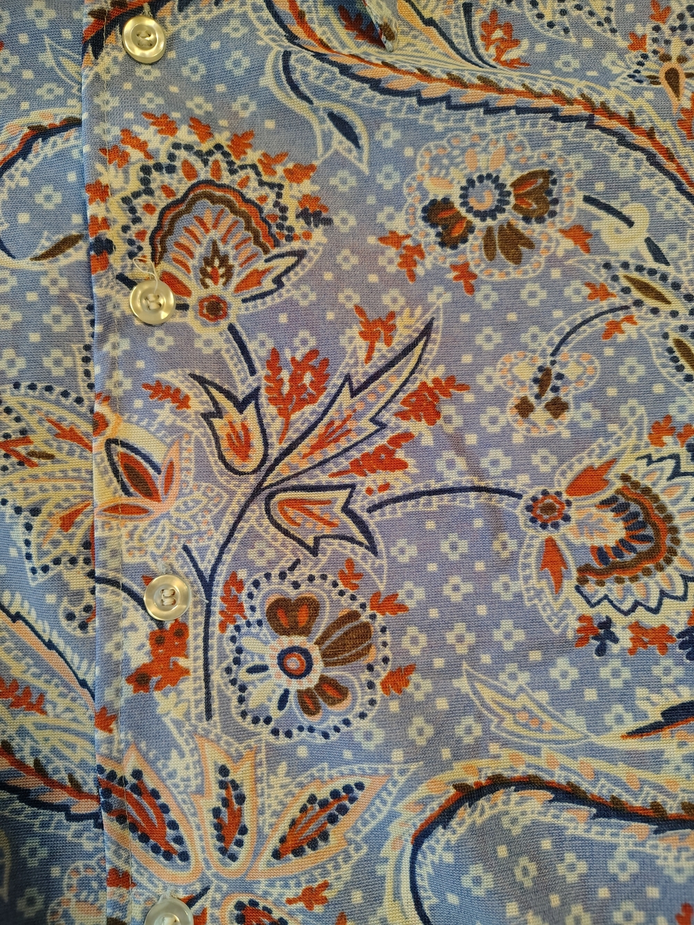 Lucien Piccard 1970's Men’s Blue Paisley Butterfly Collar Disco Shirt Size M - Picture 4 of 10